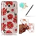Produktbild Uposao Bling Soft Silikon TPU Hülle für Samsung Galaxy J7 (2016) Handyhülle Schutzhülle Etui Schale Schutz Backcover mit Crystal Bunt Strass Gänseblümchen Muster Design ,Eingabestift Stylus Pen, Blau Blumen Staub-Stecker