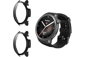 Funrae Hülle Kompatibel mit Amazfit Balance [2 Stück], PC Gehäuse mit Hartglas Displayschutz Schutzhülle Vollschutz Kratzfest Ultradünner Puffer Schutz Case - Schwarz