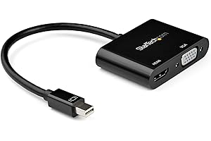 StarTech.com Mini DisplayPort to HDMI VGA Adapter - mDP 1.2 HBR2 to HDMI 2.0 (4K 60Hz) or VGA 1080p Video Converter Dongle - Mini DP to HDMI or VGA Monitor - Thunderbolt 2 Compatible (MDP2VGAHD20)