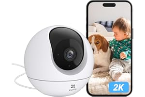 EZVIZ Camara IP WiFi 360° 2K Cámara de Vigilancia Interior, Visión Nocturna Color, AI Detección Humana, Seguimiento Automático, Audio Bidireccional, Soporta Tarjeta hasta 512GB, C6C 3MP