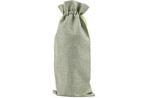 FLYOGA 10 Bolsas de Vino de Arpillera, 35cm X 15cm Hessian Wine Carriers con Cordón, Bolsas de Regalo para Vino Envoltura de Botella para Cata de Vinos Fiesta Boda, Verde