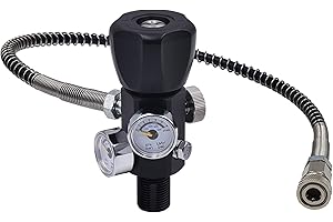 DRYHTEN Adaptateur de valve DIN 4500 psi / 300 bar avec tuyau de 50 cm double jauge pour le chargement Scuba Tank Paintball PCP Airsoft Plongée Cylindre HPA