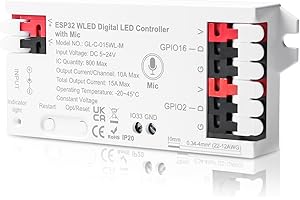 AICHARYNIC ESP32 WLED Controller, Digitale Adressierbare LED Stripe Controller WLED Controller mit Mikrofon für NeoPixel (WS2812B, WS2811, SK6812), DC5-24V, Perfekt für RGB und RGBW Digital Lights