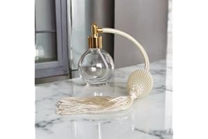 THE ESSENTIAL ATOMIZER COMPANY Ivory Tassel 78ml Classic Round Perfume Bottle Atomizer, Filling Funnel & Gift Box Included (GF)