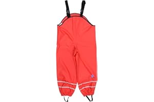 DRY KIDS Childrens Waterproof Dungarees Fleece Lined. Boys and Girls Rainwear for Outdoor Play