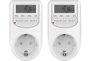 2 pack timeruttag tidsstyrd eluttag digital tidsstyrning digitala timers 16 programmerbara på/av-knapp LCD-display 230V 10A 2 300W timeruttag (AL-06G)