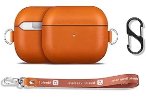 Haobobro [Seria Tanned Leather Series] AirPods 3 etui - skórzane z klipsem / smycz na klucze krótka do AirPods 3. generacji - AirPods etui ochronne skórzane - AirPods 3 skórzane etui - skórzane etui - skórzane jasnobrązowe