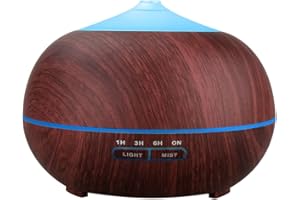 MOISTURNT Diffusore di Oli Essenziali Ultrasuoni Umidificatore - 400ml Aromi Diffusore Ambiente Regolabile, Diffusore di Aromi 7 Colori LED e 4 Timer, Aromaterapia per Casa Ufficio & Camera da Letto