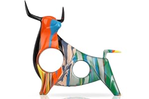 suruim Simple Creative Colorful Bullfight Sculptures Bull Statue Animal Statue Crafts Ornaments Home Office Bedroom Living Room Study Room Studio Decorations (B1)