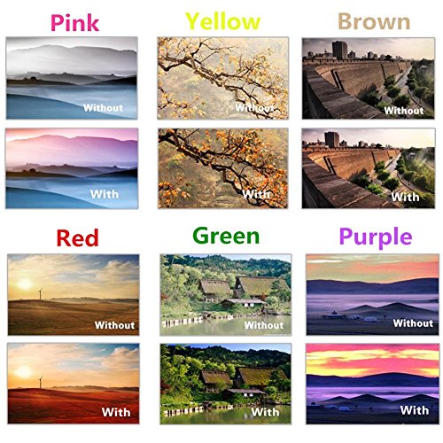 Lot de filtres color  s slim Cam-Ulata - Pochettes de rangement incluses - Pour appareil photo reflex num  rique - Compatible avec Sony Alpha A6300  A6000  A5000  A5100  NEX 5  6  Nikon 1  AW1  J1  J2  J3  J4  J5  S1  S2  V1  V2  V3 