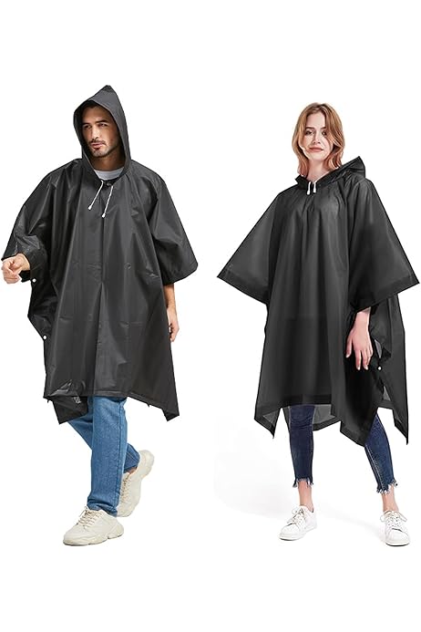 3 Poncho Antipioggia Trasparenti In EVA - Impermeabili Riutilizzabili Con Cappuccio Per Adulti - Foto 4
