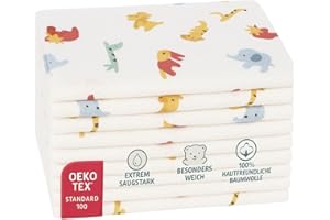 ‎CLINOTEST Clinotest Mullwindeln Spucktücher Baby Set - 10Stk. in 80x80cm - 95 Grad waschbare, kochfeste Mulltücher ohne Einlaufen - Baby Spucktücher aus 100% Baumwolle - auch als Schmusetuch oder Lätzchen