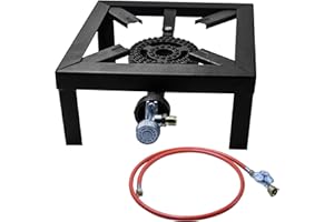 SUPBIKY Gaskocher Hockerkocher 8KW Outdoor Camping Gaskocher 25 x 25 x 11cm,campingkocher gasherd,inkl 150cm Propan-Gas-Schlauch und 50 mbar Gasdruckregler Konstantregler
