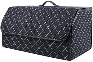 AVIRAA Sacs pour Coffre De Voiture Cuir Rangements pour Coffre pour Mercedes Benz V-Class V220d V250d V300d L Boîte Rangement Voiture Pliante Accessoires Auto, Black Beige XL