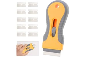 Mynoozi Ceranfeld Kratzer mit 10 Ersatzklingen, Glasschaber für Induktionsherd, Ceranfeldreiniger Schaber, Küchenrakel Kunststoff Schaber – entfernt hartnäckige Flecken, Aufkleber und