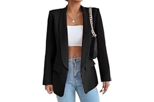 ALSOGO Damen Blazer Langer Casual Open Front Blazer Arbeit Büro Jacken mit Taschen
