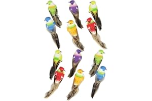 LOVIVER 12 Unids Pajaros Decorativos con Plumas, de Pájaro Espuma, Pajaros Artificiales con Plumas Animales Artificiales para Jardín