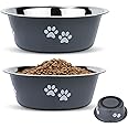 2 Pack Dog Bowls (2020ML), Stainless Steel Dog Bowls with Nonslip Silicone Bottom, Pet Feeding Bowls for Cat, Pups-Food and Water Bowls for Large Dogs