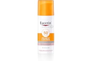Eucerin Sun Face Pigment Control Fluid FPS 50+ (50 ml), crema facial solar FPS 50+ con filtros UVA/UVB, protección solar antimanchas y antipigmentación, crema de sol para todo tipo de pieles