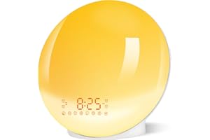 IKHDCYH Sunrise Alarm Clocks, Wake Up Light with Sunrise Sunset Simulation Dual Alarms Bedside Night Lamps Snooze Function FM Radio 8 Natural Sound 7 Colorful Atmosphere 7 Aurora Light USB Charging Port