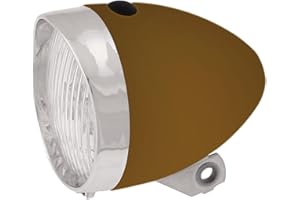 ONOGAL Faretto anteriore a 3 LED con batterie incluse per bicicletta classica retrò colore marrone 3631