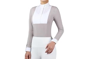 Harrison Howard Reitsport Plissee Lätzchen Show Shirt Reiter Top Reiten Langarm mit Stickerei