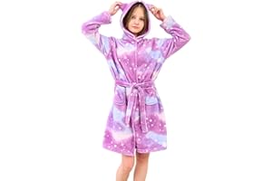 Ceruwum Cute Dressing Gown for Girls - Soft Hooded Robe Sleepwear Kids
