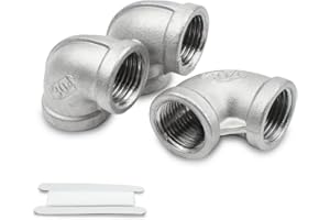 Bwintech 3 Pcs 90 Degree 1" Female to 1" Female BSP Thread Stainless Steel 304 Elbow Connector Pipe Fitting for Pipe Connecting Conversion