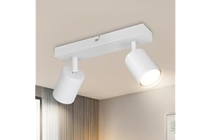 TaFiCo Faretto da Soffitto LED 2 Luci - Lampada da Soffitto GU10 Bianco - Plafoniera LED Faretto Orientabile Moderno per Soggiorno Camera da Letto Cucina - Senza Lampadina