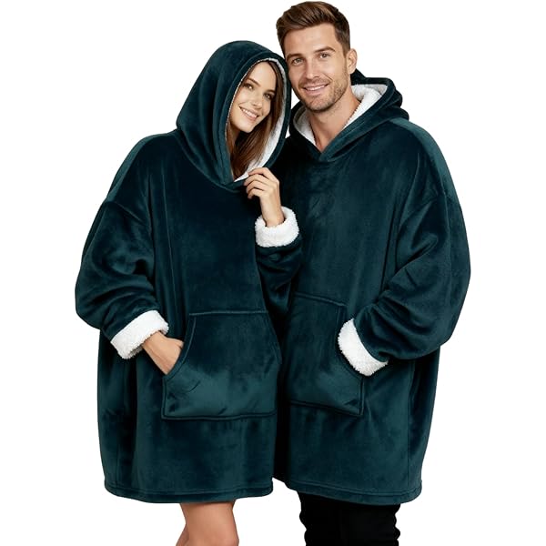 Catalonia Classy Oversized sherpa hoodie-deken, warme behaaglijke deken met mouwen en capuchon, oversized capuchondeken, draagbare deken als cadeau voor familie en vrienden