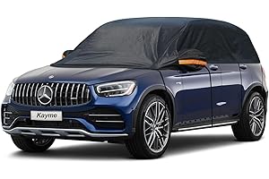Kayme Half Car Cover Waterproof, Car Top Cover Anti UV Windproof In Winter, Side/Rear Window Frost Protection Water Resistant Cover, Car Windscreen Covers Universal Fits SUV/Easte Length Up to 460cm.