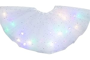 DONEMORE7 Jupe tutu à paillettes pour petites filles - Tutu lumineux à LED - Couleurs fluo - Robe de danse - Vêtements de princesse - Ballet pour enfants de 3 à 8 ans