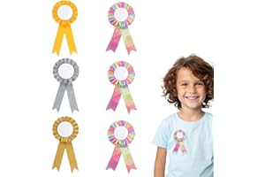 Hongoen 6 Stück Hobby Horse Zubehör,Fun & Vibrant Hobby Horse Rosettes,Pferde Zubehör,Turnierschleifen,Turnierschleife Pferd,Hobby Horse Stoff Rosettes,Holzpferd Zubehör für Reitsportveranstaltunge