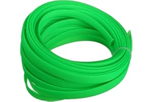 Othmro 10m/32.8ft PET Expandable Braid Cable Sleeving Flexible Wire Mesh Sleeve Fluorescent Green