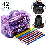 42 Pcs Rouleaux Bigoudis Flexibles en Mousses,Beautyshow Tiges de Bigoudi Cheveux Rouleaux de Cheveux Hair Foam Curler Roller Set Jeu de Rouleaux Bigoudis en Mousse Capillaire pour Femmes et Filles