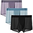 VNDUIFH 3pcs Jewyee Ultra Thin Ice Silk Mens Pouch Underwear, Men's large size seamless ice silk boxer briefs