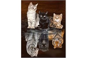 DCIDBEI Fai da te 5D diamond art full drill diamante ornaments painting by numbers gatto diventa una tigre strass ricamo punto croce arte tela per casa cucina hotel salone decorazione parete 45 x 55 cm