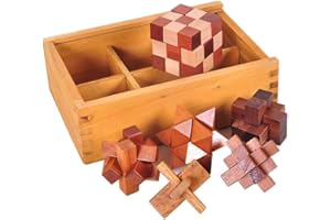 Chonor 6 Pezzi Premium 3D Puzzle Rompicapo in Legno con Scatola di Legno - Classico Kongming Luban Lock Logica Gioco di Cube per Bambini e Adulti - Perfetto Regalo e Idea Decorazione