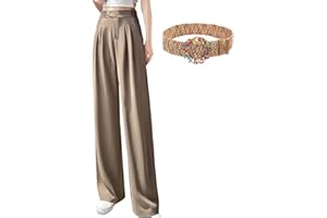 aromm Mujer Pierna Recta Palazzo Bootcut Vestir o Casual Pantalón con Bolsillos para Viajar Trabajo de Oficina