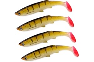 East Rain 3D Bleak Paddle Tail Swimbait en Plastique Souple pour Tout leurres de pêche, leurres pour la pêche au brochet, pour la pêche en Eau Douce en Eau salée (12cm/14.5g, 4pc/Pack)