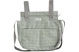 Cosamui Bolso para Carrito de Paseo de bebé - Universal - Gran Capacidad - Bolsillos Exterior e Interiores (Vichy Tea)
