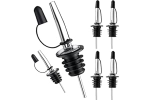 Pafusen 6 Stück Olivenöl Ausgießer mit Verschluss, Ausgießers für ölflaschen, Spirituosen-Ausgießer für Wein Schnaps öl Kaffee Sirup Essig (Silber, ausgiesser mit verschlussmit)