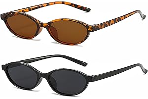 FSMILING Retro Oval Sunglasses for Women vintange 90s Trendy Chic Cat Eye Sunglasses Women