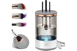 HONGECB Limpiador de Brochas de Maquillaje Eléctrico 3 en 1, Limpia Seca y Almacena con Tecnología Sónica – Obtén un Set Impecable en 30s, el makeup brush cleaner ideal para tu rutina, Negro