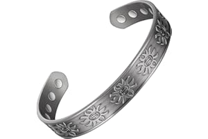 EnerMagiX Copper Magnetic Bracelets for Men Women, 99.9% Solid Copper Magnetic Cuff Bangle with Powerful Magnets(Each 3536 Gauss)