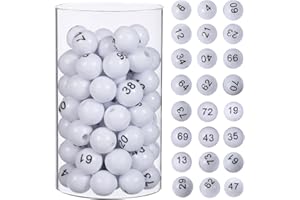 Garneck Pack of 75 Lottery Machines Accessories Party Gift Balls Numbered Bingo Balls Transparent Balls Chewing Gum Machines Capsules Lottery Ticket Picking Balls Plastic White