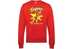 SMARTYPANTS Turbo Man Red Jumper Sweatshirt - Unisex Adults Kids Teens Jingle Bells Action Figure Man Comedy Festive Xmas Christmas Eve Classic Movie Film Cinema Gift Present