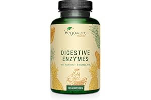 ‎VEGAVERO Enzym Komplex | Bromelain - Papain - Amylase - Lipase - Cellulase | Magensaftresistente DRCaps | Natürliche Verdauungsenzyme | Laborgeprüft | Ohne Zusatzstoffe | Deutsche Produktion Vegavero