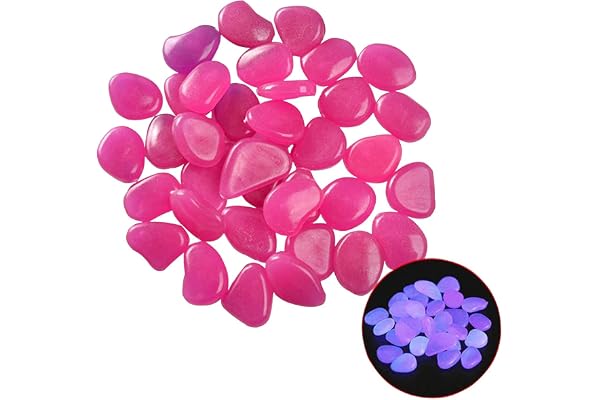 MacroHu 50pcs Multicolore Galets Jardin Pierres de Jardin Lumineuses Pierres Décoratives pour Jardin Galets Decoratif Fluorescent Galet Cailloux Jardin Exterieur Pierres Aquarium- Violet Foncé