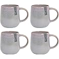 YöL Set of 4 Mugs Reactive Glaze Stoneware Coffee Mug Set Blue Green Grey Tea Cups Boho